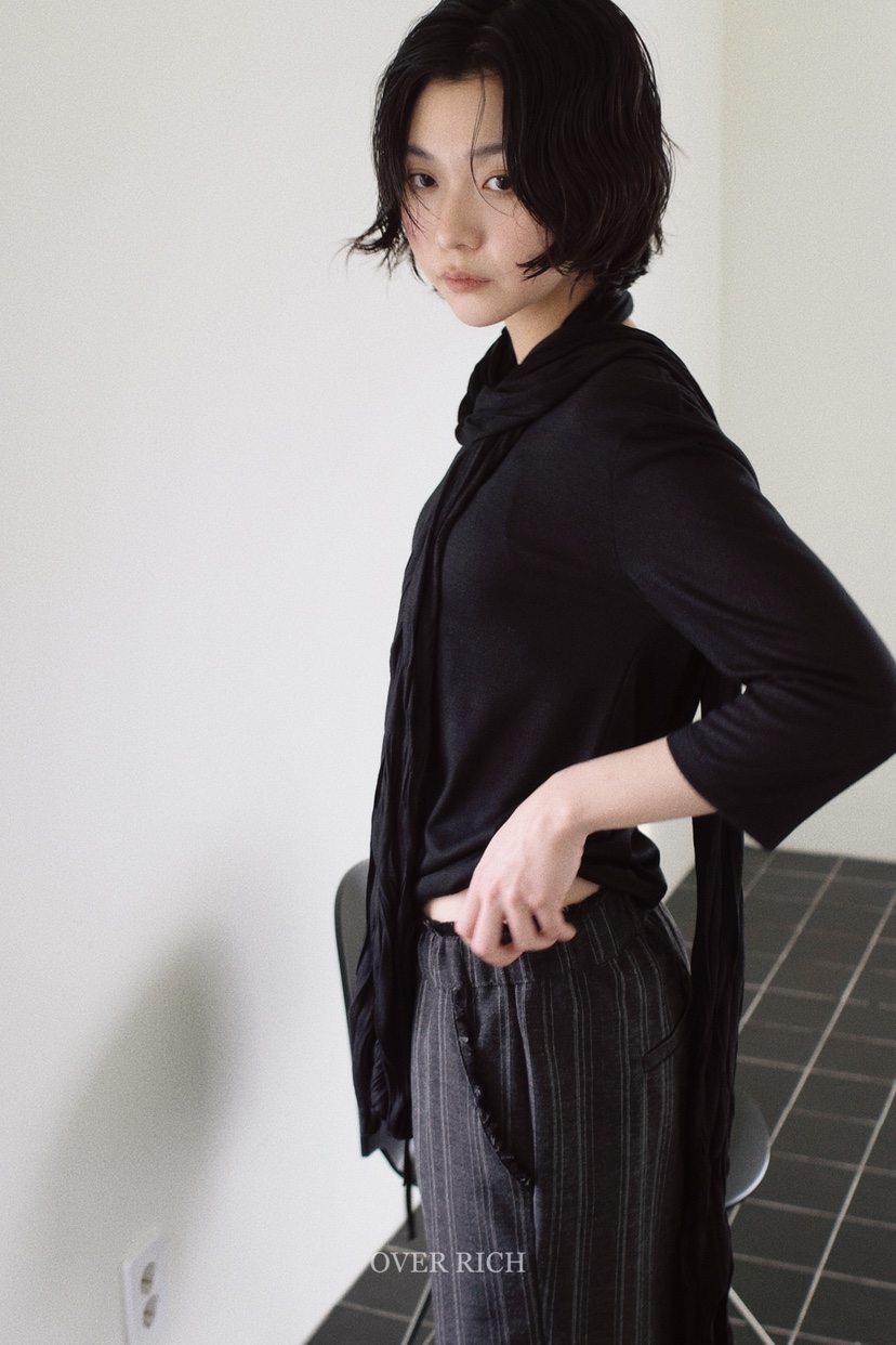 OVER RICH東大門實拍女士新品職業26春夏時尚T恤含圍巾船領OVER RICHT恤