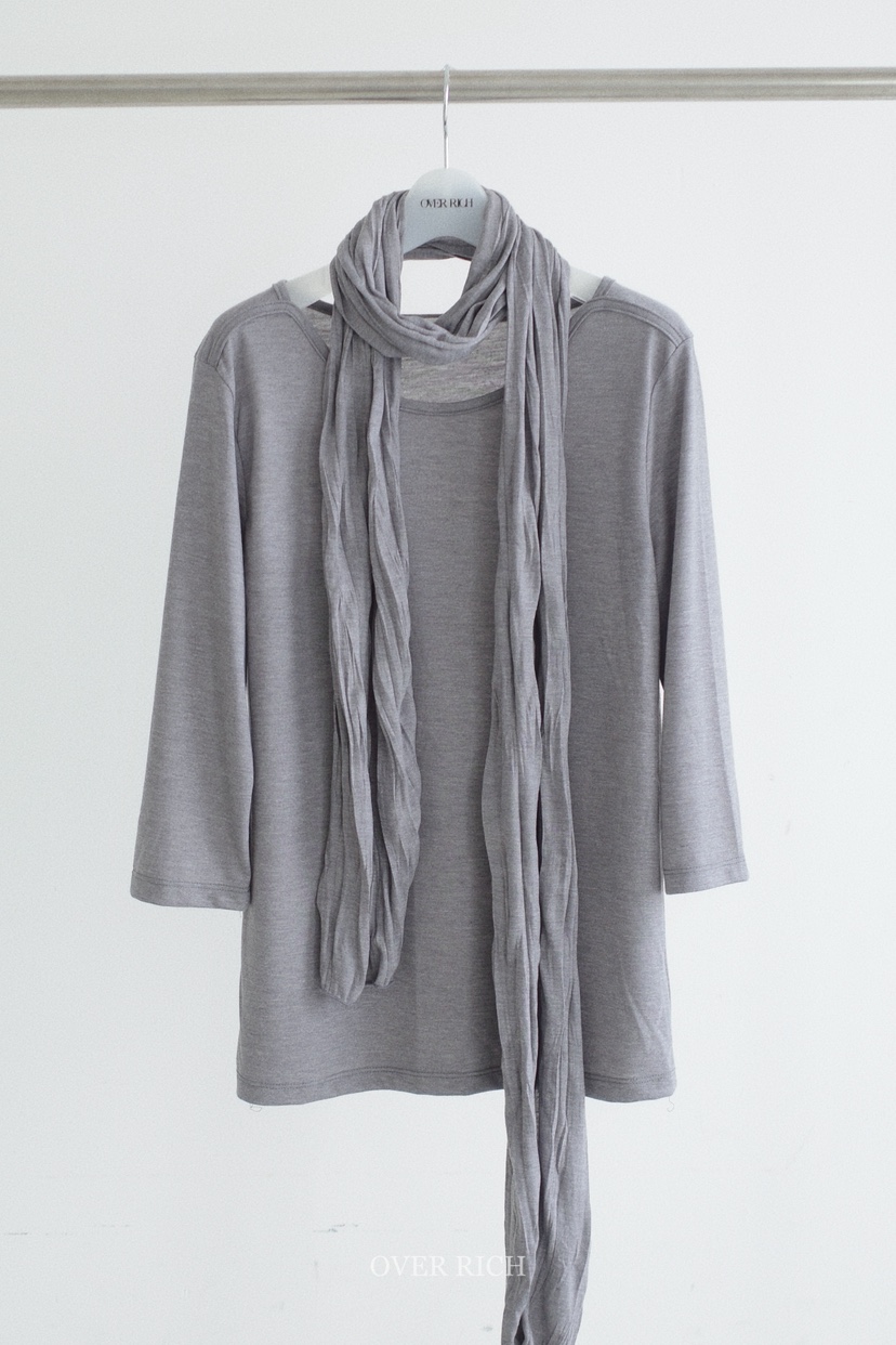 OVER RICH東大門實拍女士新品職業26春夏時尚T恤含圍巾船領OVER RICHT恤圖色1