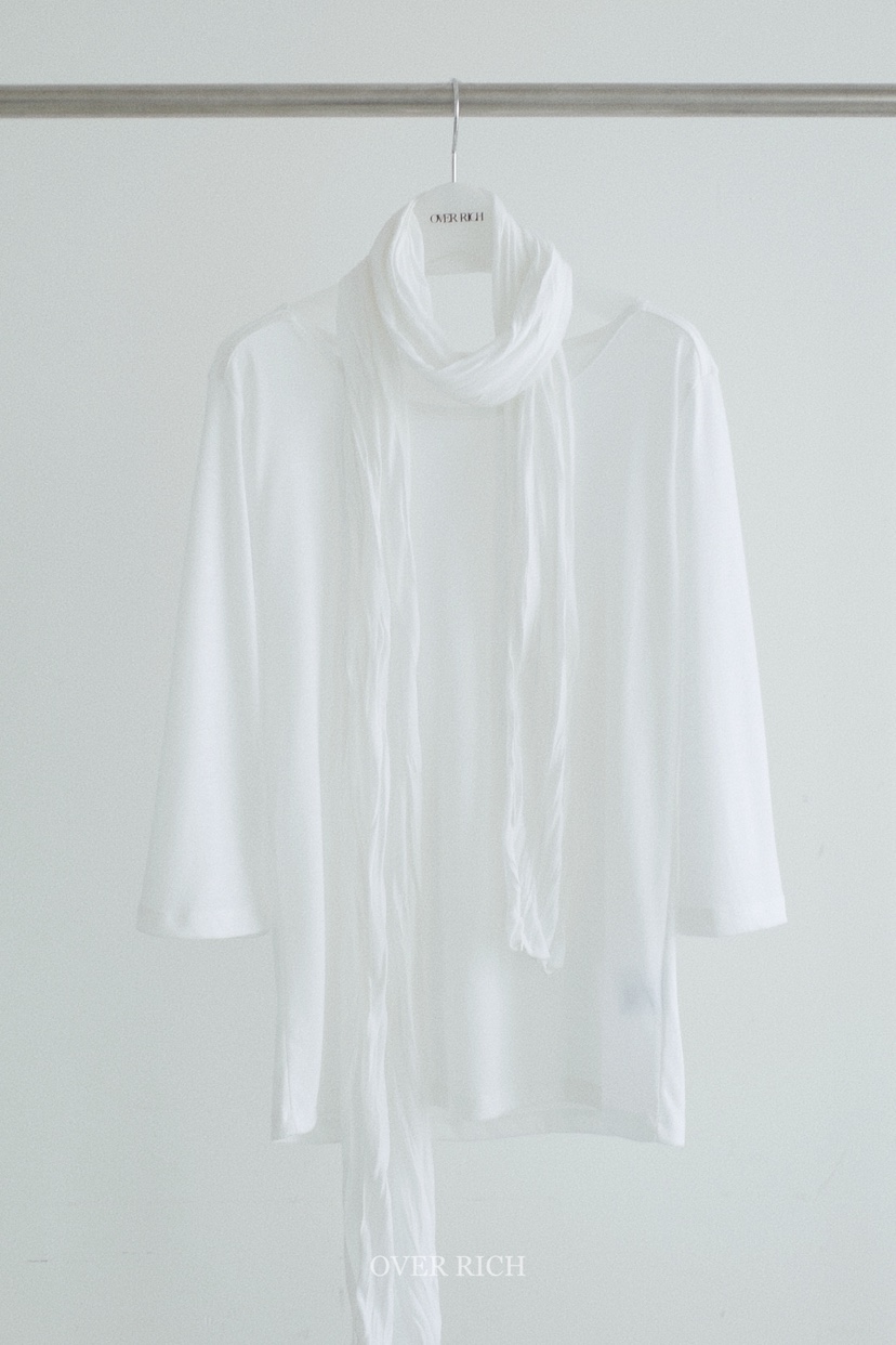 OVER RICH東大門實拍女士新品職業26春夏時尚T恤含圍巾船領OVER RICHT恤圖色2