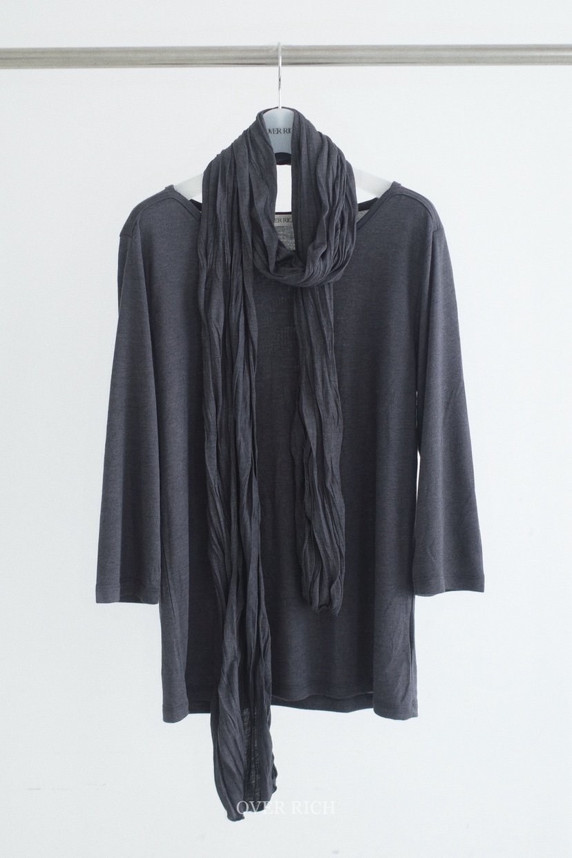 OVER RICH東大門實拍女士新品職業26春夏時尚T恤含圍巾船領OVER RICHT恤圖色3