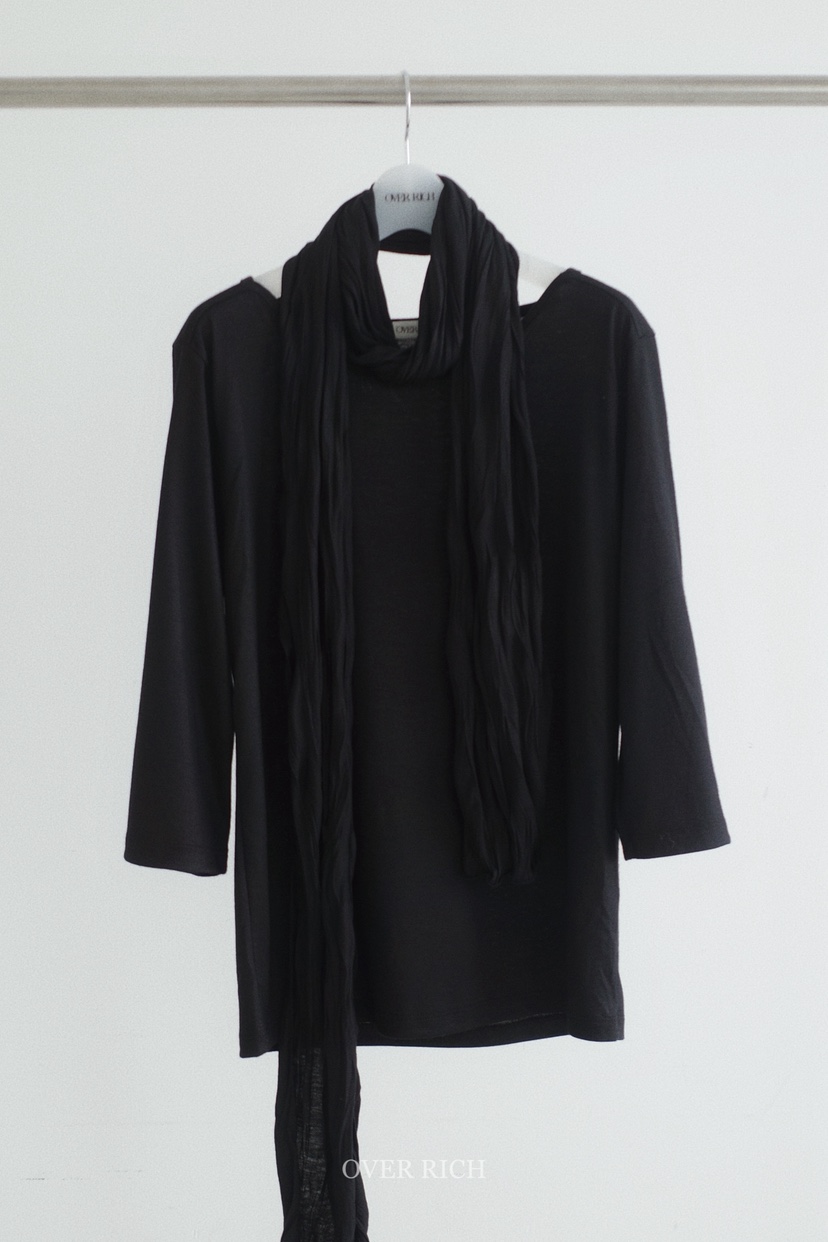 OVER RICH東大門實拍女士新品職業26春夏時尚T恤含圍巾船領OVER RICHT恤圖色4