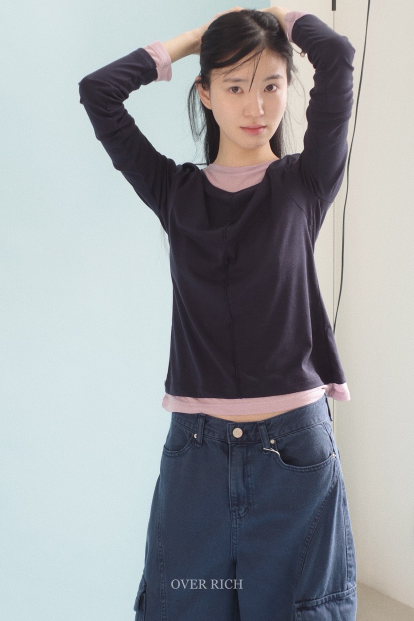 OVER RICH東大門直郵女士新品時尚職業熱賣推薦人氣長袖T恤OVER RICH長袖T恤