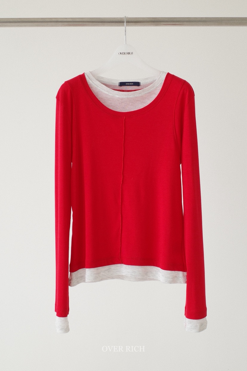 OVER RICH東大門直郵女士新品時尚職業熱賣推薦人氣長袖T恤OVER RICH長袖T恤圖色1