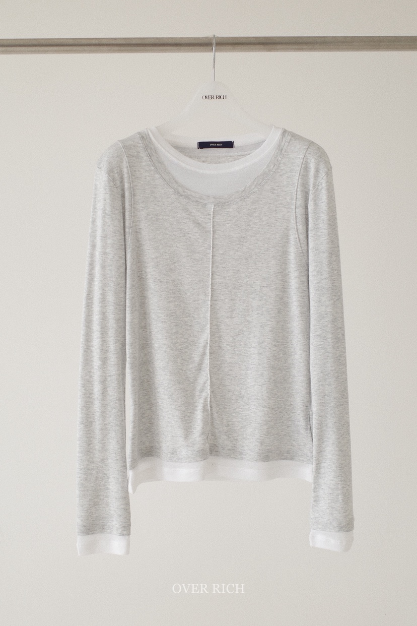 OVER RICH東大門直郵女士新品時尚職業熱賣推薦人氣長袖T恤OVER RICH長袖T恤圖色2
