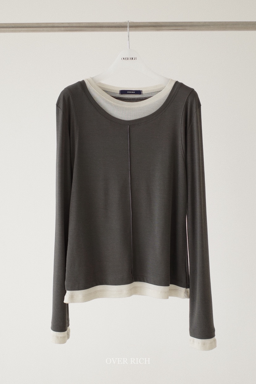 OVER RICH東大門直郵女士新品時尚職業熱賣推薦人氣長袖T恤OVER RICH長袖T恤圖色3