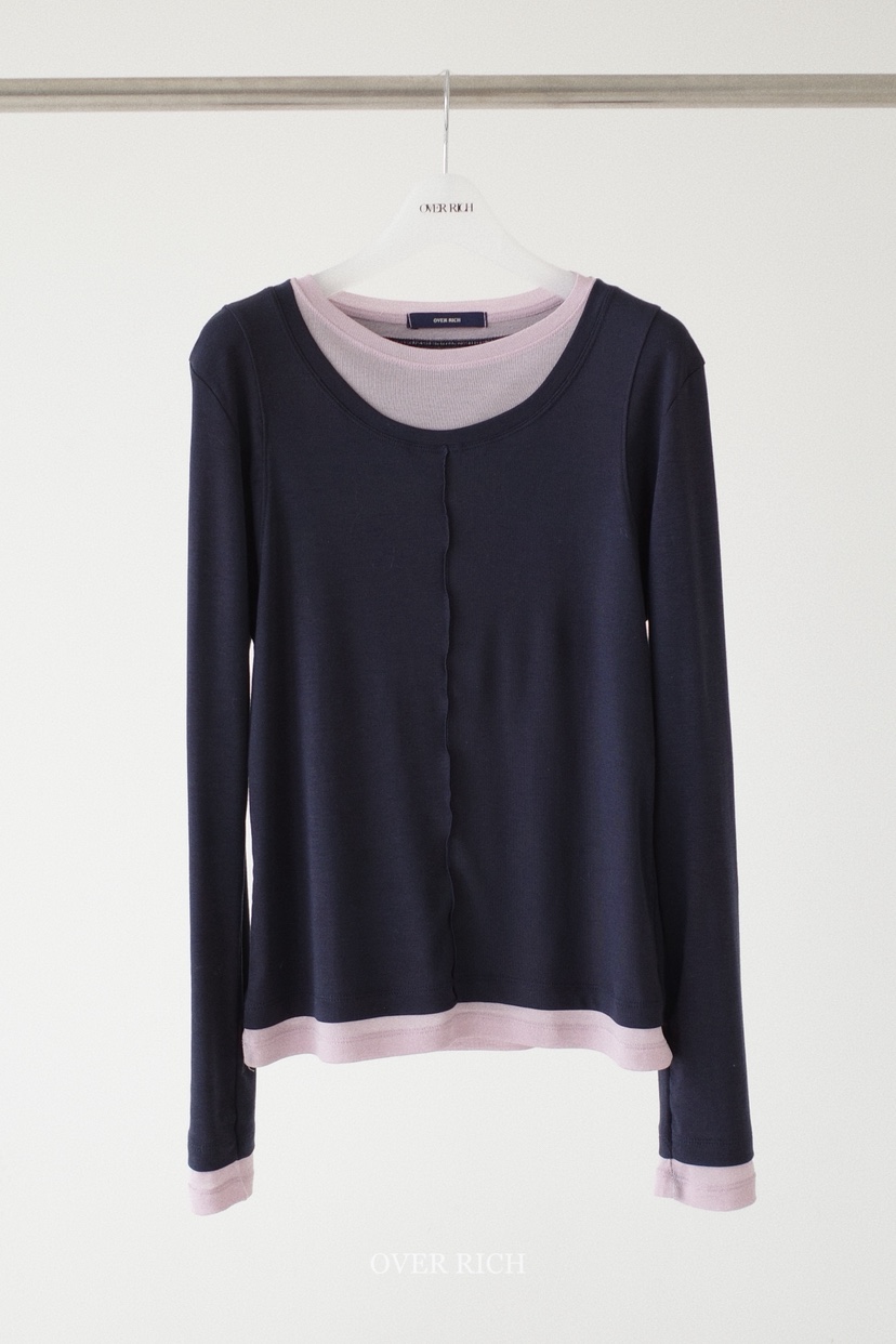 OVER RICH東大門直郵女士新品時尚職業熱賣推薦人氣長袖T恤OVER RICH長袖T恤圖色4