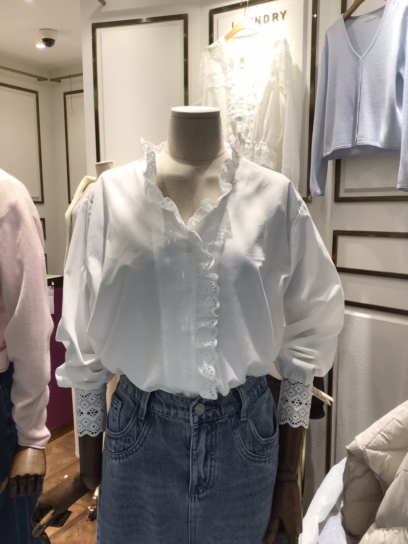 LAUNDRY東大門實拍女裝新品熱賣職業推薦襯衫蕾絲衫棉質蕾絲LAUNDRY襯衫/蕾絲衫