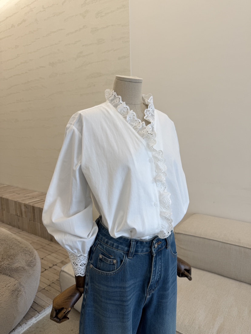 LAUNDRY東大門實拍女裝新品熱賣職業推薦襯衫蕾絲衫棉質蕾絲LAUNDRY襯衫/蕾絲衫