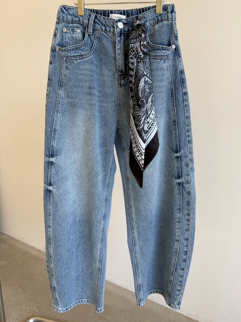 LAUNDRY東大門直郵女裝新品時尚26春夏休閑職業牛仔褲圍巾LAUNDRY牛仔褲圖色1