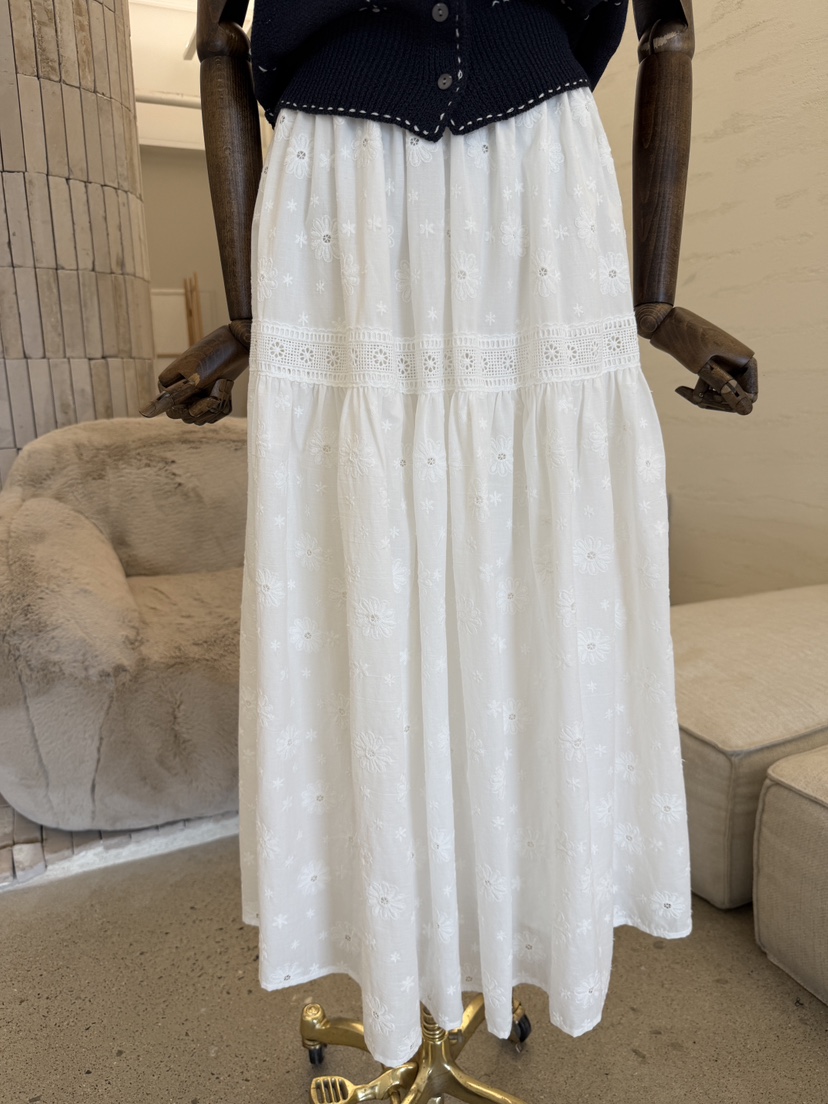 LAUNDRY韓國直郵女裝新款26春夏時尚休閑職業長裙刺繡蕾絲LAUNDRY長裙