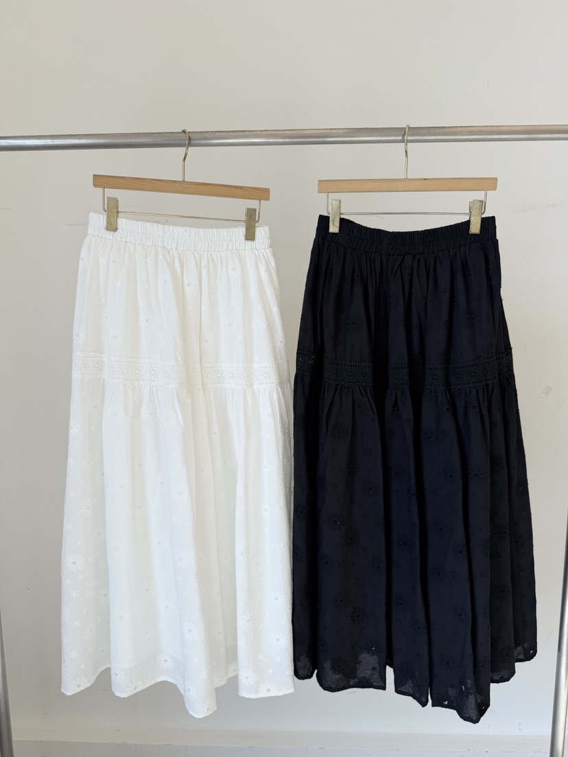 LAUNDRY韓國直郵女裝新款26春夏時尚休閑職業長裙刺繡蕾絲LAUNDRY長裙