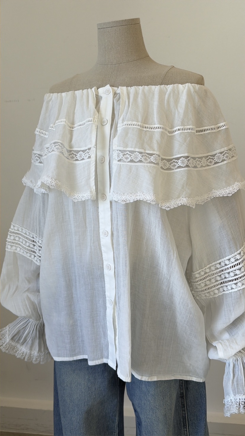 LAUNDRY韓國直郵女士新款熱賣26春夏職業推薦襯衫蕾絲衫蕾絲LAUNDRY襯衫/蕾絲衫