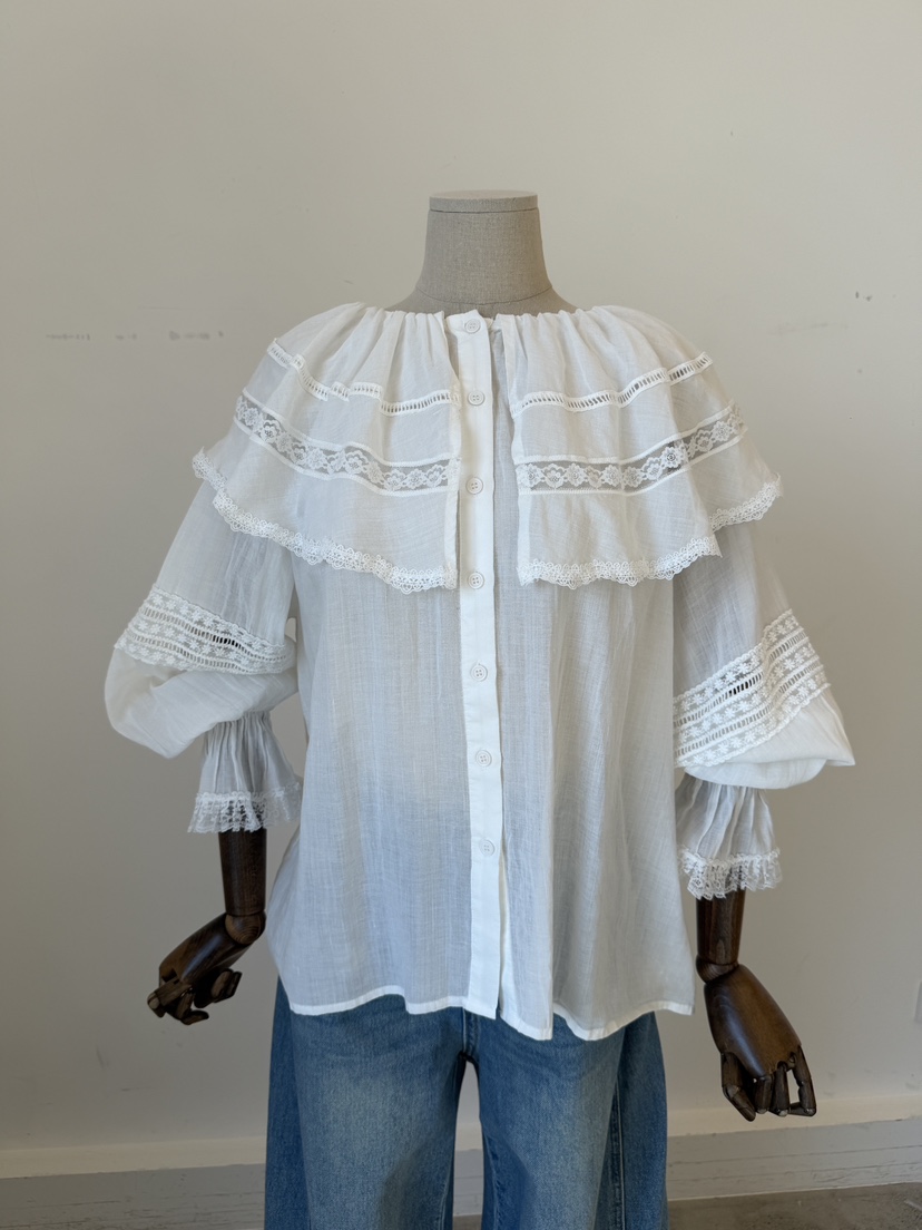 LAUNDRY韓國直郵女士新款熱賣26春夏職業推薦襯衫蕾絲衫蕾絲LAUNDRY襯衫/蕾絲衫