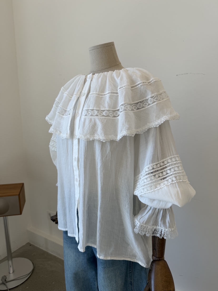 LAUNDRY韓國直郵女士新款熱賣26春夏職業推薦襯衫蕾絲衫蕾絲LAUNDRY襯衫/蕾絲衫