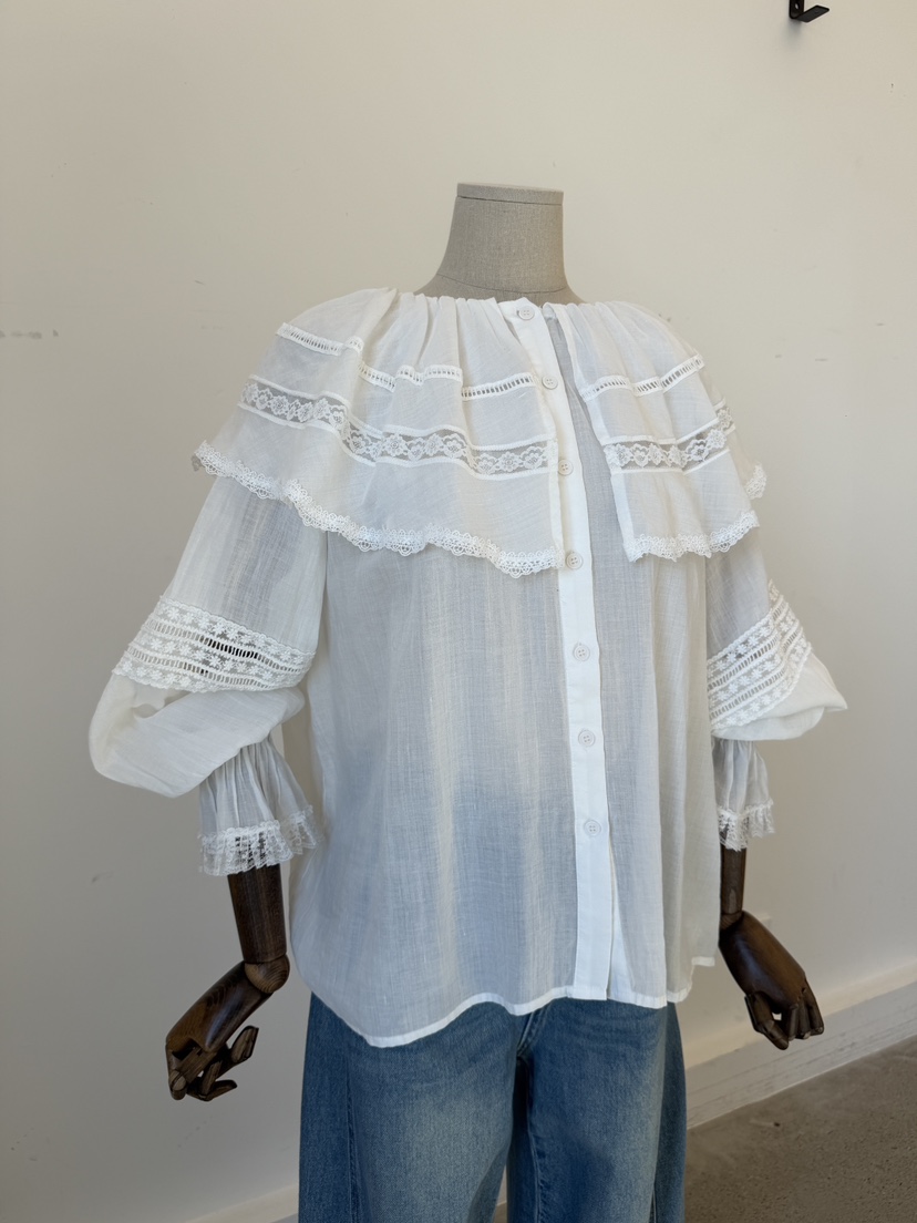 LAUNDRY韓國直郵女士新款熱賣26春夏職業推薦襯衫蕾絲衫蕾絲LAUNDRY襯衫/蕾絲衫