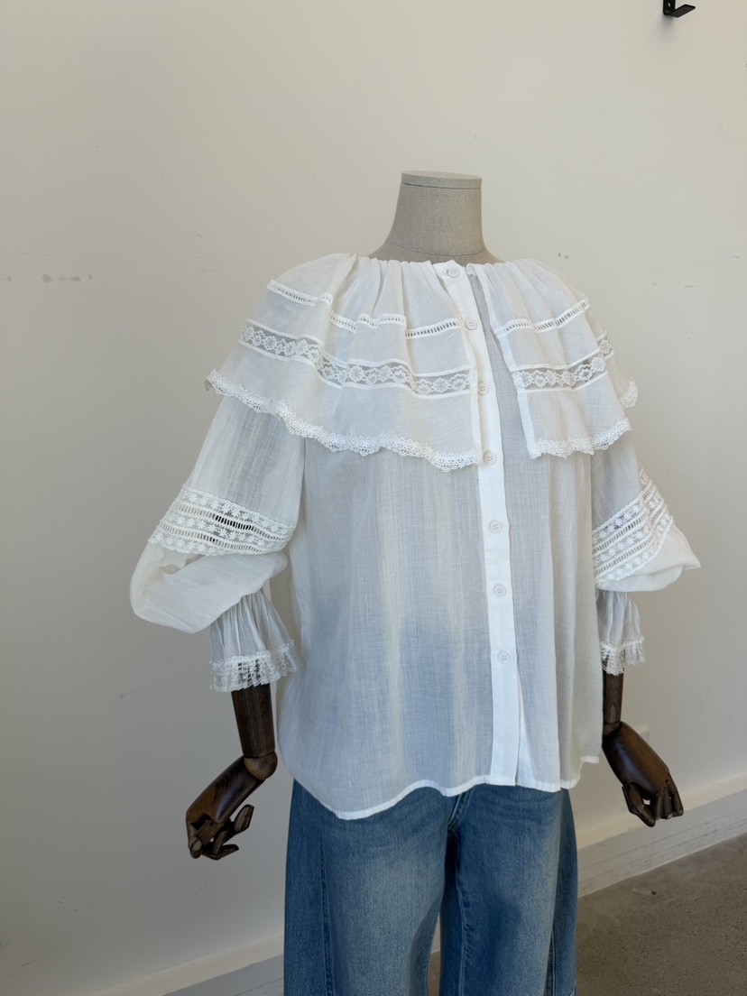 LAUNDRY韓國直郵女士新款熱賣26春夏職業推薦襯衫蕾絲衫蕾絲LAUNDRY襯衫/蕾絲衫