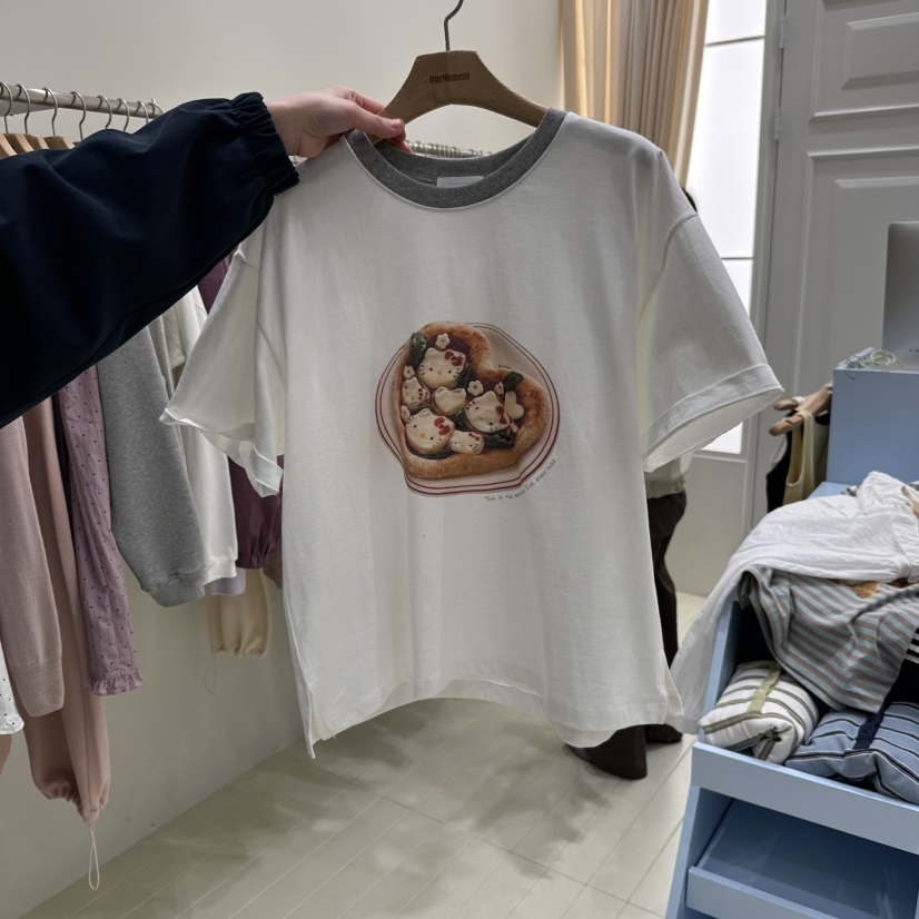 OURMOMENT韓國直郵女裝新品真品熱賣休閑時尚職業26春夏T恤OURMOMENTT恤圖色1