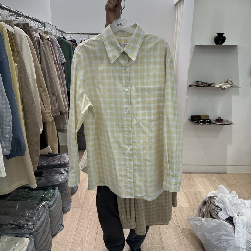 REIRAI韓國直郵女士新款休閑人氣時尚26春夏襯衫蕾絲衫格紋Reirai襯衫/蕾絲衫圖色2