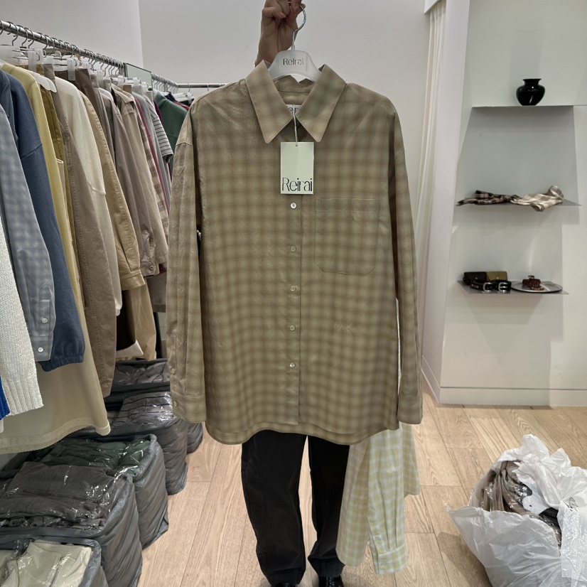 REIRAI韓國直郵女士新款休閑人氣時尚26春夏襯衫蕾絲衫格紋Reirai襯衫/蕾絲衫圖色3