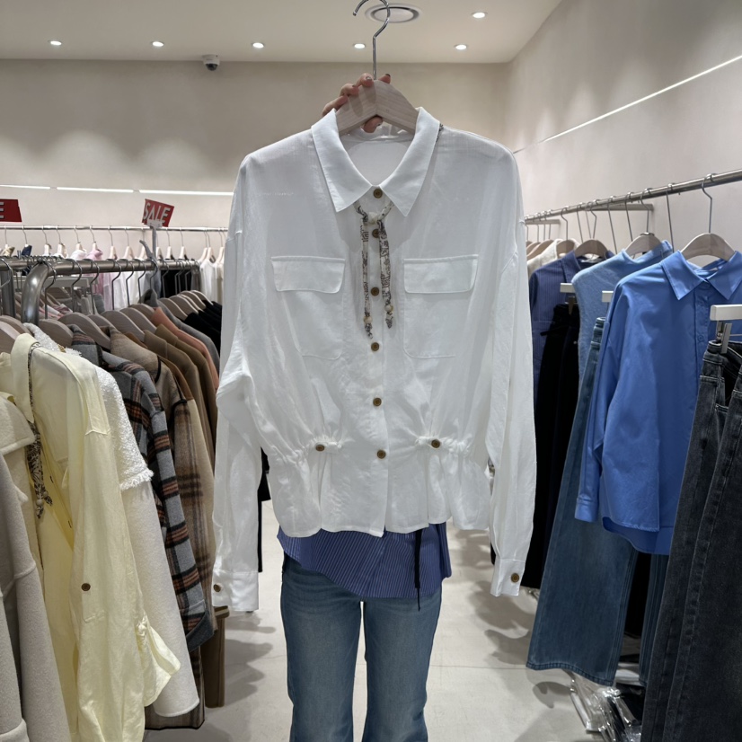 Color B韓國直郵女士新品職業推薦襯衫蕾絲衫不含配飾圍巾Color B襯衫/蕾絲衫圖色1