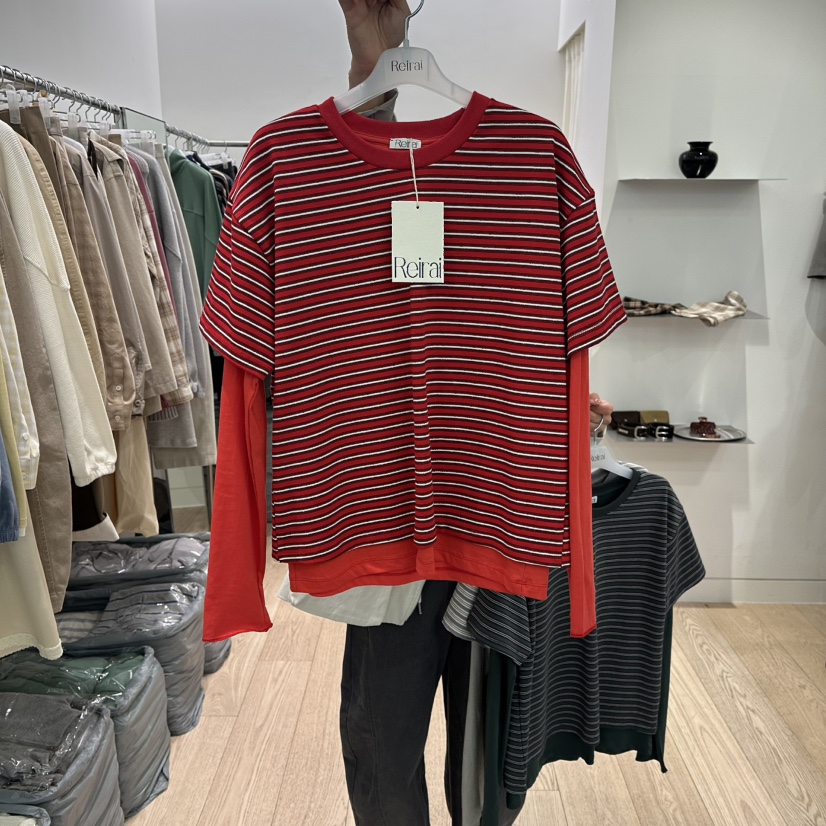 REIRAI東大門實拍女士新品職業熱賣人氣休閑長袖T恤假兩件Reirai長袖T恤圖色3