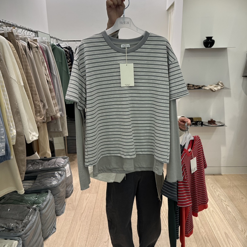 REIRAI東大門實拍女士新品職業熱賣人氣休閑長袖T恤假兩件Reirai長袖T恤圖色4