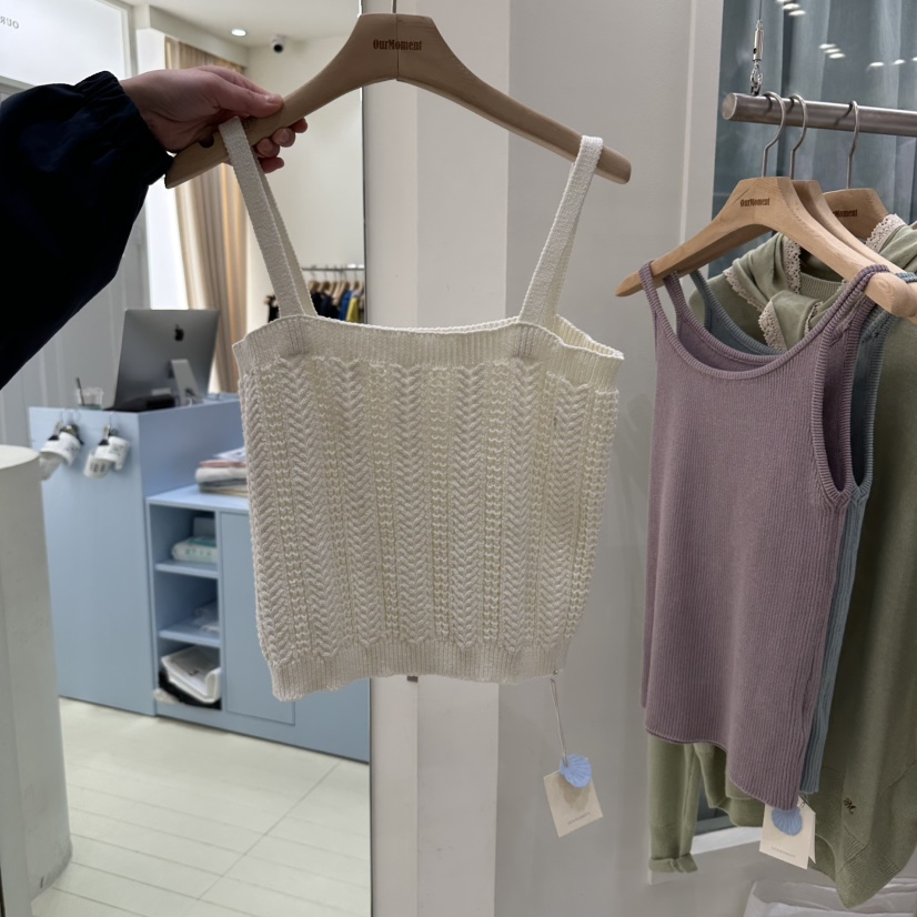 OURMOMENT東大門直郵女士新品26春夏職業吊帶背心鉤針編織OURMOMENT吊帶/背心圖色1