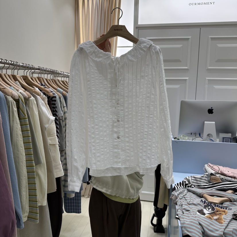 OURMOMENT韓國代購女裝新品熱賣休閑真品26春夏襯衫蕾絲衫OURMOMENT襯衫/蕾絲衫圖色1