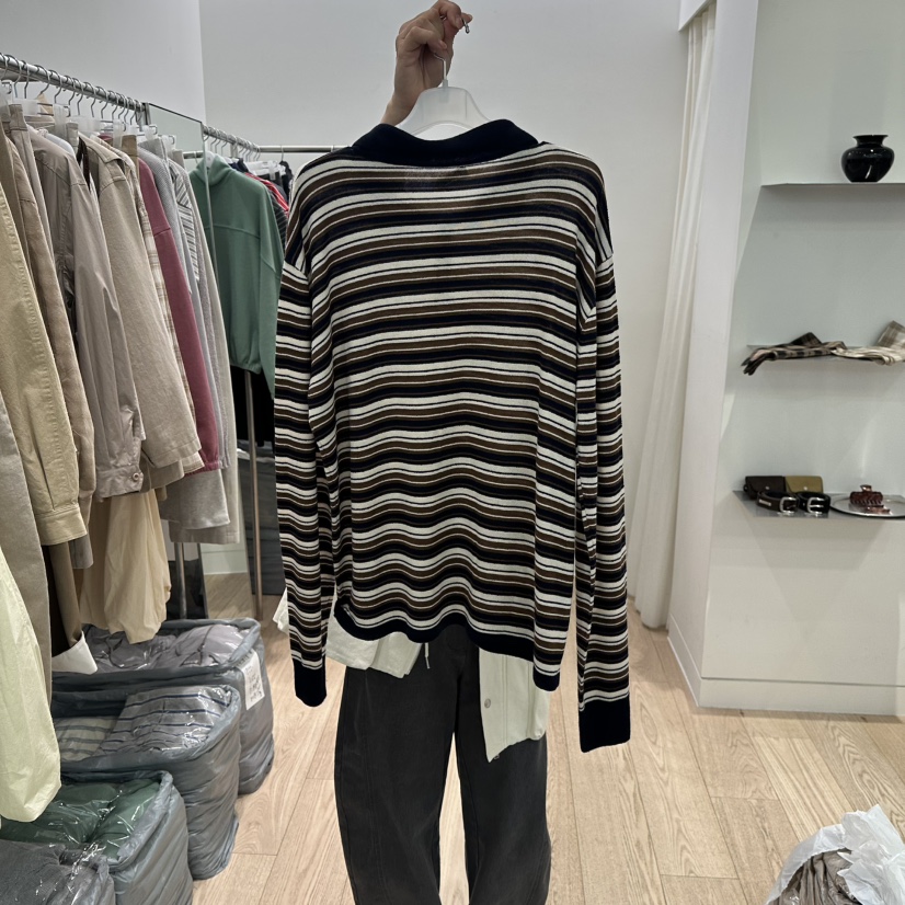 REIRAI韓國直郵女裝新款推薦時尚26春夏針織衫不含內搭條紋Reirai針織衫