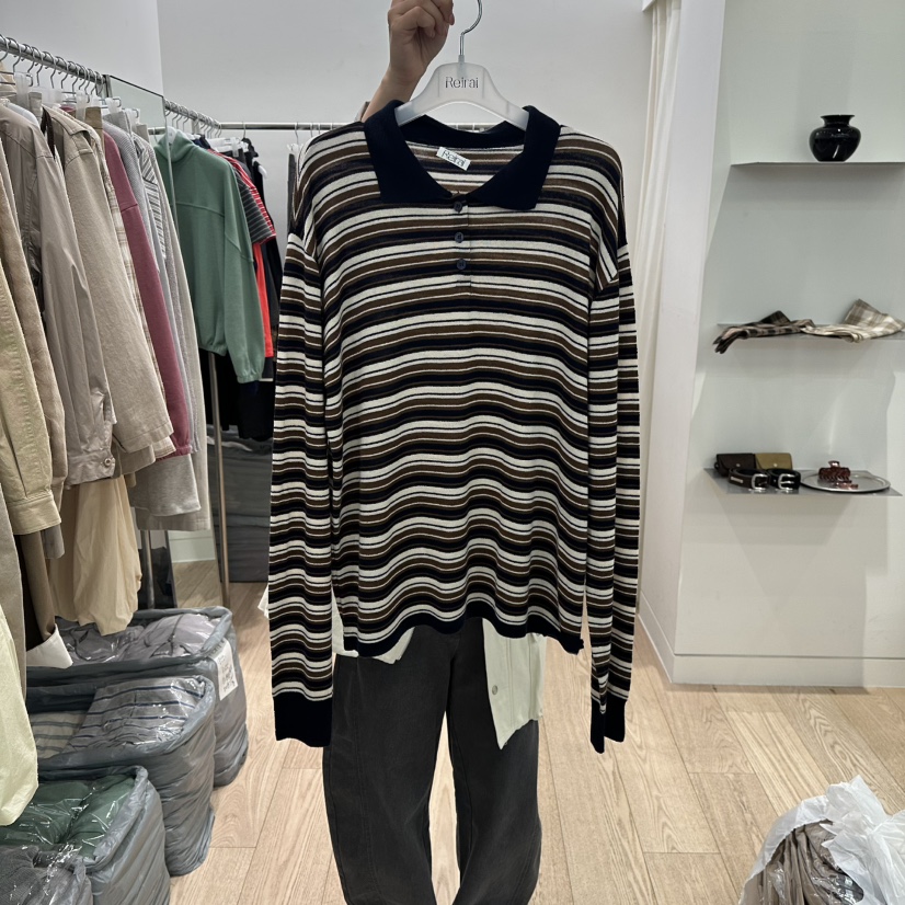 REIRAI韓國直郵女裝新款推薦時尚26春夏針織衫不含內搭條紋Reirai針織衫圖色1