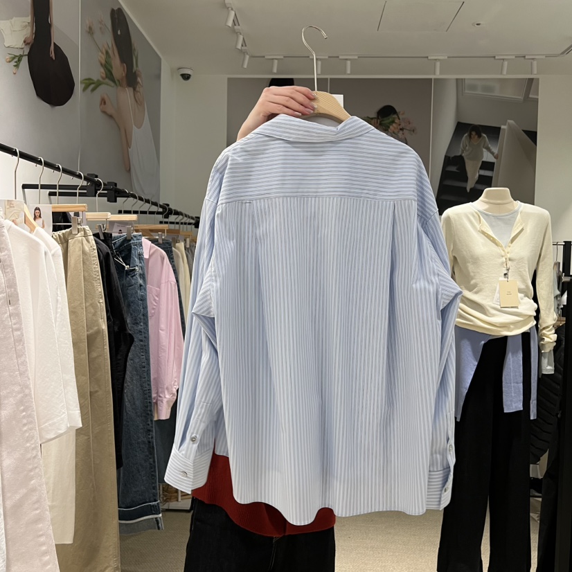 LMT（SAND LIMITED）東大門代購女裝新品職業襯衫蕾絲衫寬松條紋LMT/THE SAND/THE BEIGES_FLOW襯衫/蕾絲衫