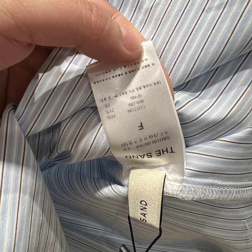 LMT（SAND LIMITED）東大門代購女裝新品職業襯衫蕾絲衫寬松條紋LMT/THE SAND/THE BEIGES_FLOW襯衫/蕾絲衫