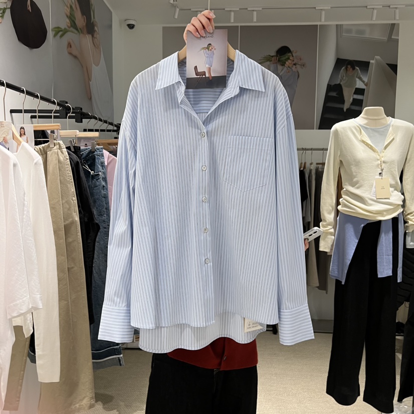 LMT（SAND LIMITED）東大門代購女裝新品職業襯衫蕾絲衫寬松條紋LMT/THE SAND/THE BEIGES_FLOW襯衫/蕾絲衫圖色1