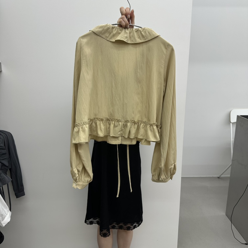 ENHANCE韓國直郵女裝新款時尚休閑26春夏襯衫蕾絲衫荷葉邊短款ENHANCE/HOPESMORE襯衫/蕾絲衫