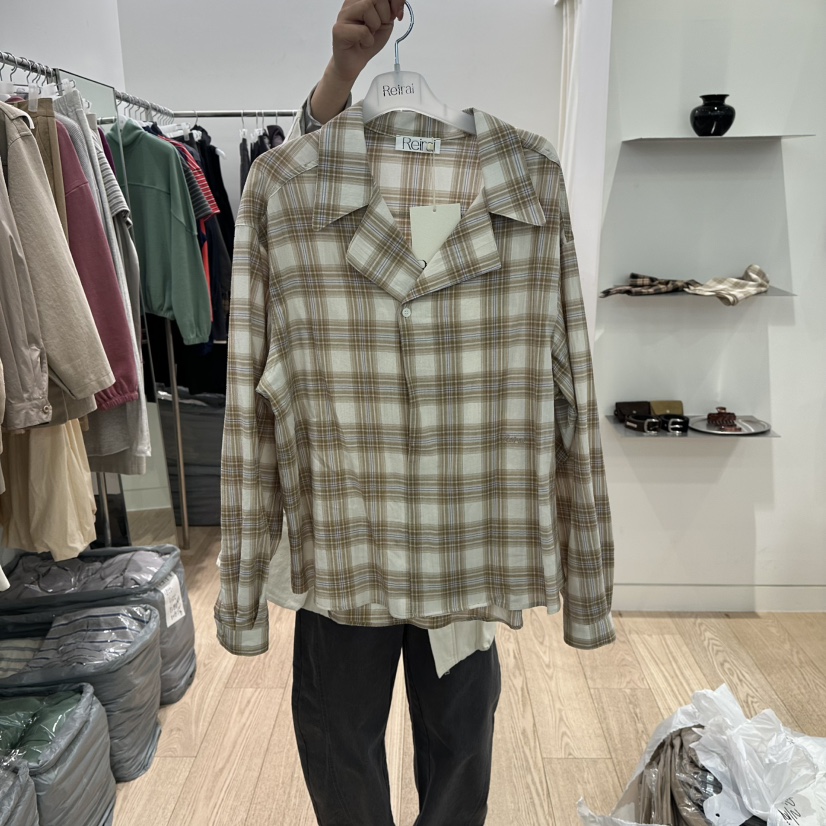 REIRAI東大門實拍女士新品真品熱賣休閑人氣襯衫蕾絲衫格紋Reirai襯衫/蕾絲衫圖色1