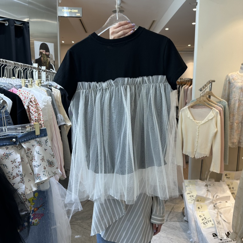 CHEAP-CHIC韓國直郵女裝新款26春夏人氣職業時尚T恤假兩件CHEAP-CHIC/CHARLES THE SECONDT恤