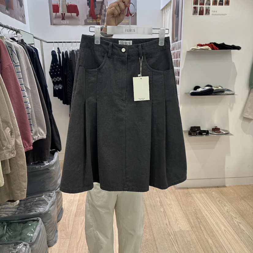 REIRAI韓國直郵女士新品26春夏休閑人氣半身裙中短裙褶皺Reirai半身裙/中短裙圖色2