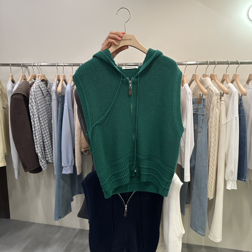 URBANSTORY/REMAKING東大門代購女裝新品熱賣馬甲拉鏈連帽Remaking/URBANSTORY馬甲圖色2