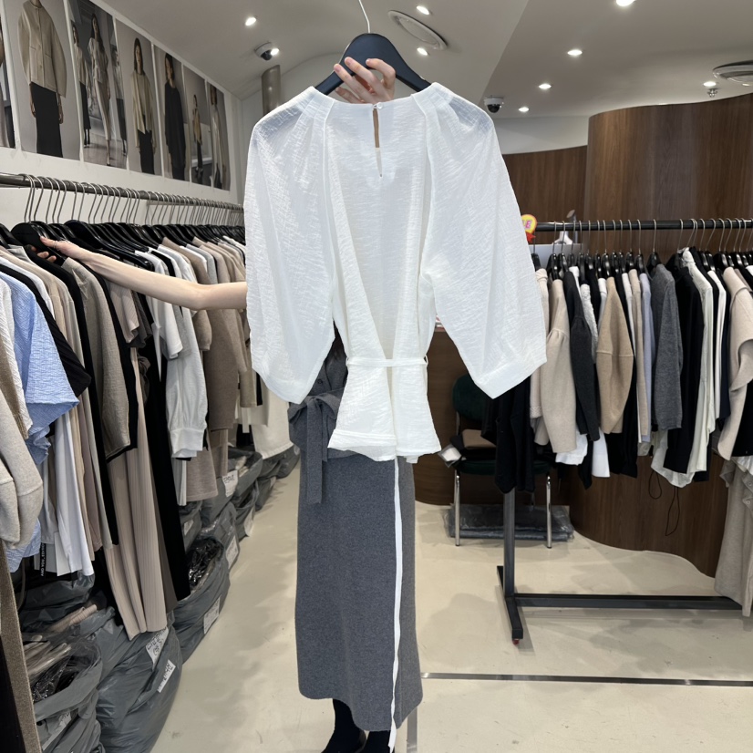 LE EDITION韓國代購女裝新品26春夏推薦襯衫蕾絲衫含腰繩LE BOENE襯衫/蕾絲衫