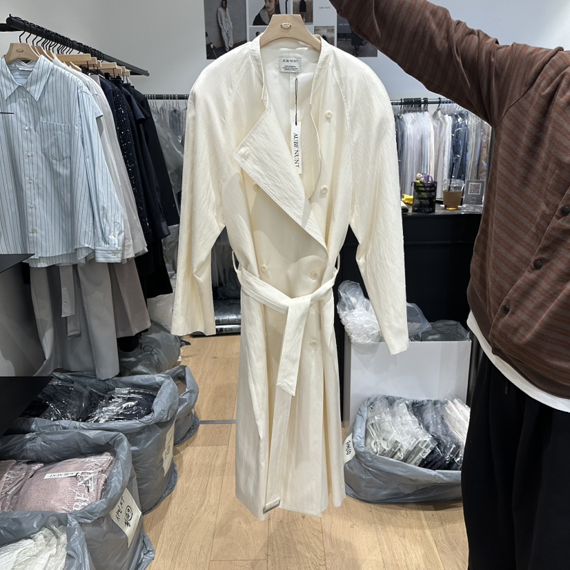 aube nunt東大門直郵女裝新款推薦職業熱賣長款風衣含腰帶aube nunt長款風衣圖色1