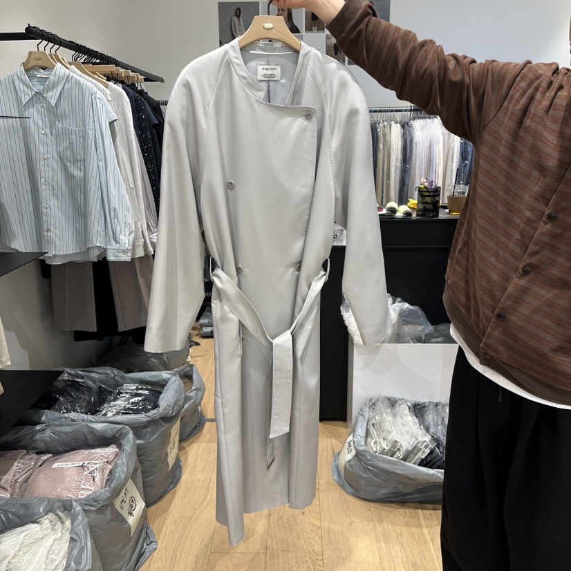 aube nunt東大門直郵女裝新款推薦職業熱賣長款風衣含腰帶aube nunt長款風衣圖色2