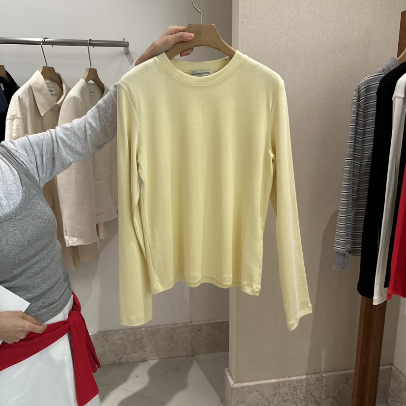 ANDMORE BUTTON韓國直郵女裝新品時尚人氣職業長袖T恤棉ANDMORE BUTTON長袖T恤圖色2