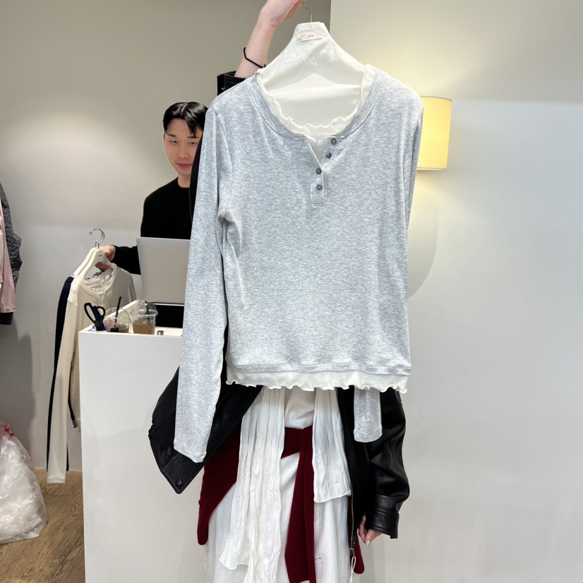 JINSIM東大門直郵女裝新品熱賣人氣職業26春夏時尚長袖T恤JINSIM長袖T恤圖色1