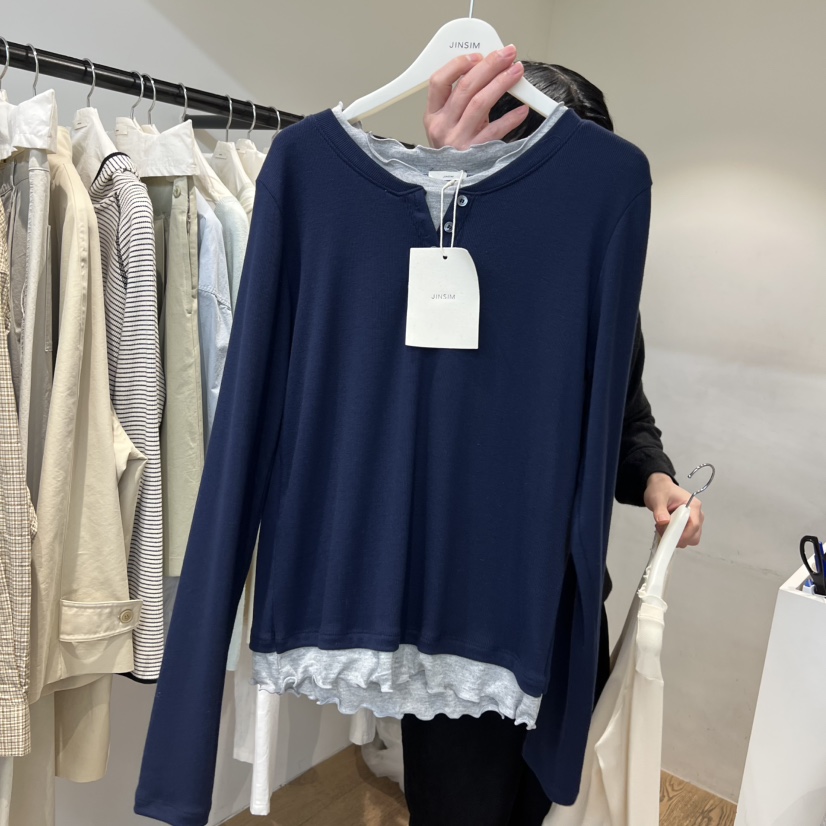 JINSIM東大門直郵女裝新品熱賣人氣職業26春夏時尚長袖T恤JINSIM長袖T恤圖色3