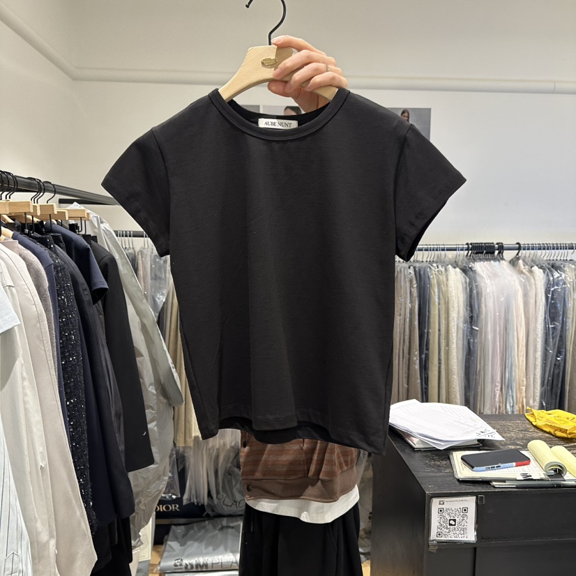 aube nunt東大門代購女士新款職業時尚真品26春夏熱賣T恤aube nuntT恤圖色7黑色