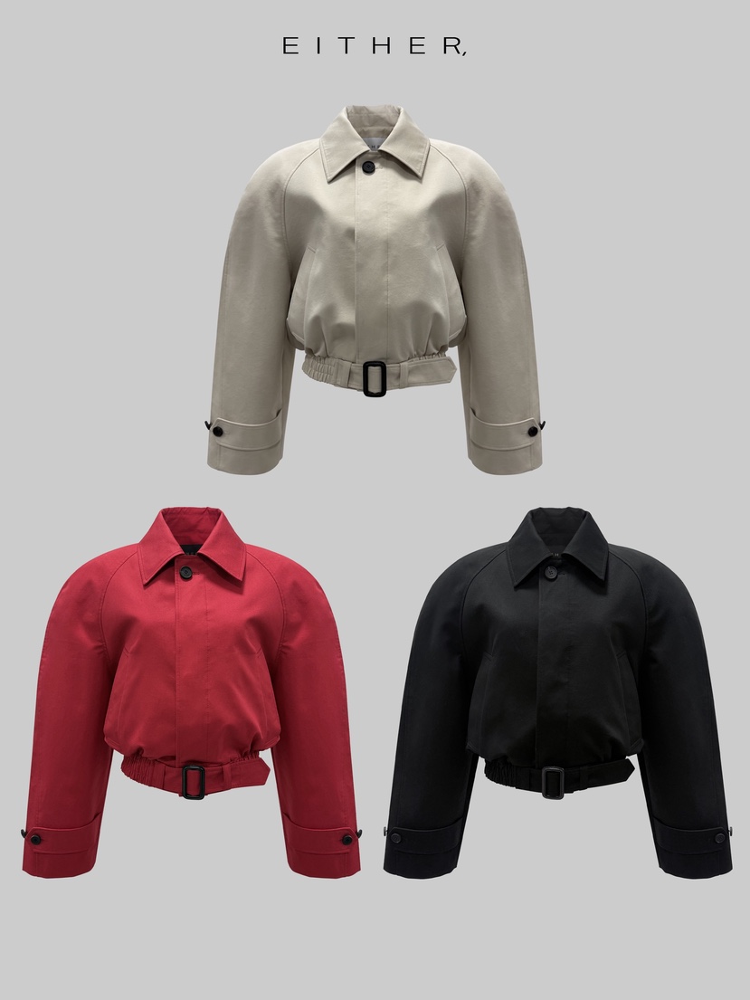 EITHER韓國直郵女裝新款休閑熱賣26春夏職業夾克斜紋布棉EITHER夾克