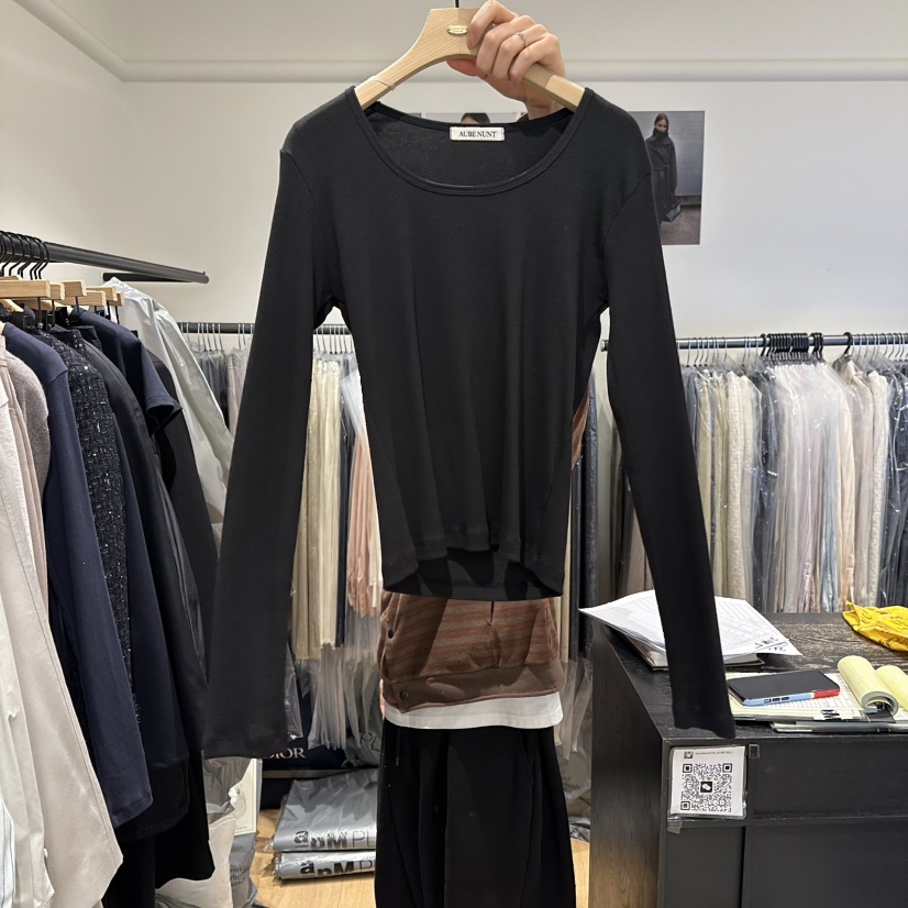 aube nunt東大門實拍女裝新品人氣推薦真品時尚職業長袖T恤aube nunt長袖T恤圖色5黑色
