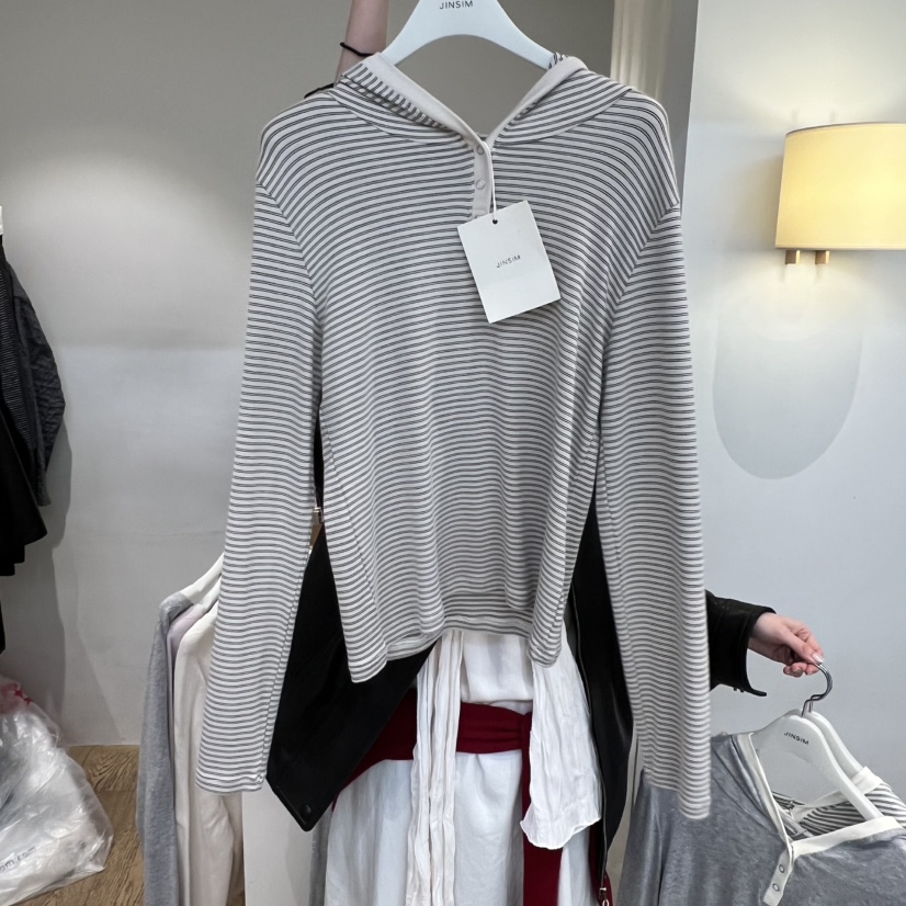 JINSIM東大門代購女裝新款熱賣人氣真品職業長袖T恤連帽衫JINSIM長袖T恤圖色2