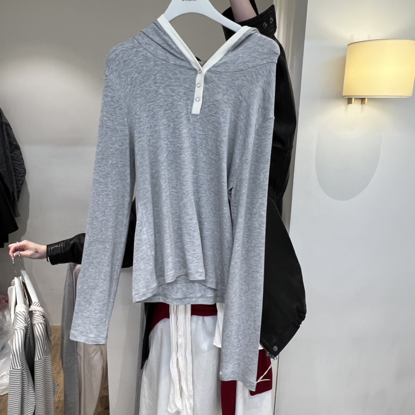 JINSIM東大門代購女裝新款熱賣人氣真品職業長袖T恤連帽衫JINSIM長袖T恤圖色3