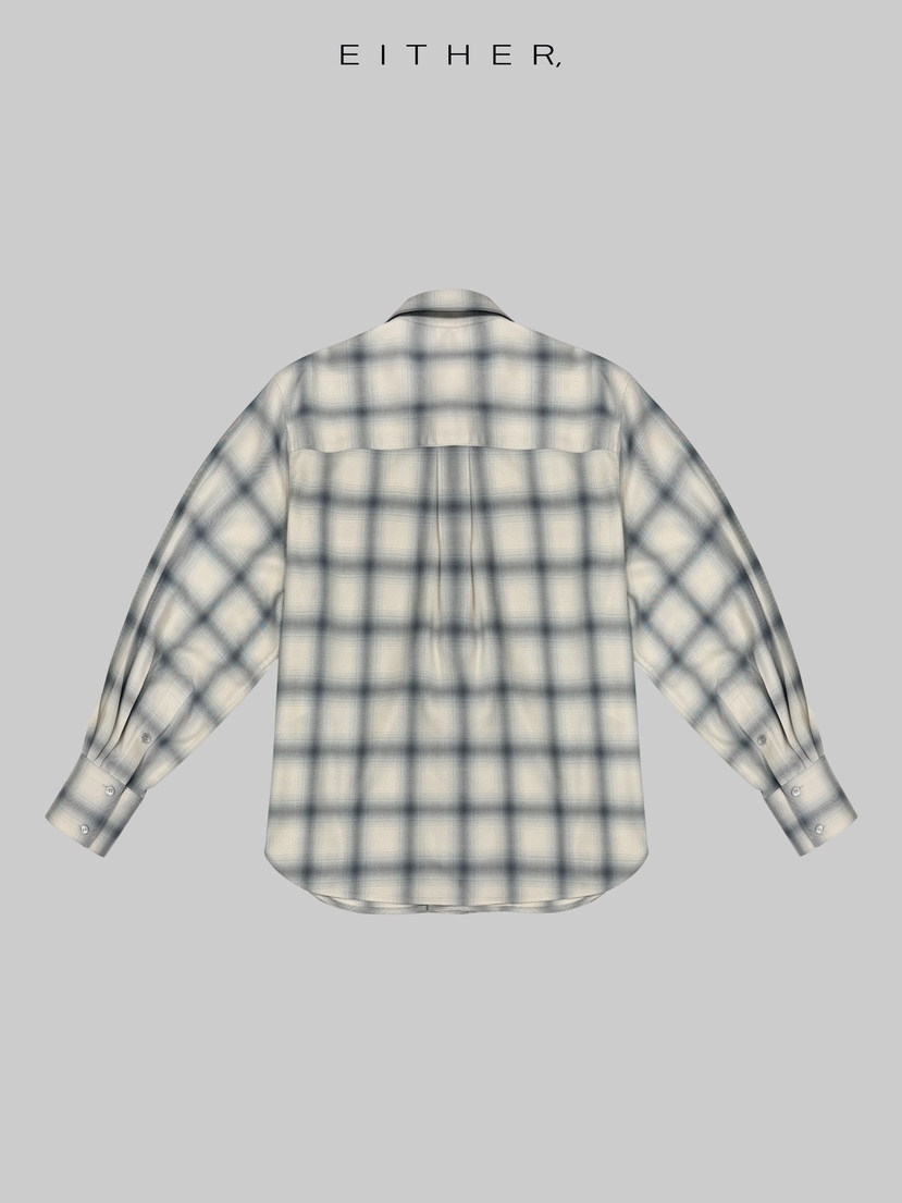 EITHER韓國直郵女裝新款熱賣26春夏人氣休閑襯衫蕾絲衫格紋EITHER襯衫/蕾絲衫